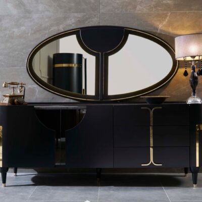 Arya Black Console & Mirror